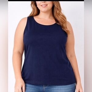 Talbots Women’s Navy Sleeveless Pima Cotton Top Size L (A368)
